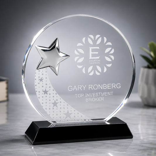 Personalized Crystal Star Award – Premier Optic Crystal Recognition Trophy