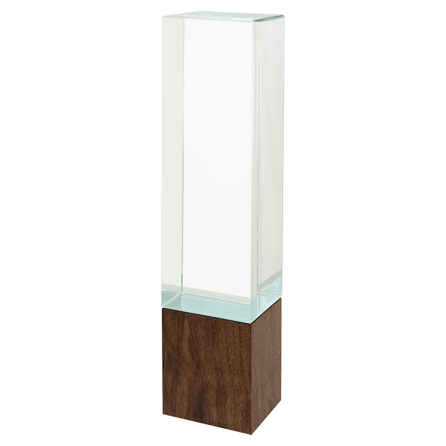 Personalized Sierra Glass Obelisk Award with Walnut Base | Custom Engraved Executive Recognition Trophy