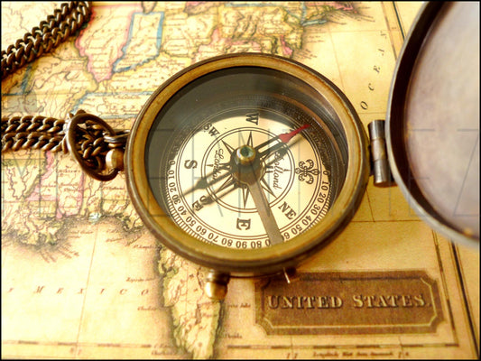 Personalized Engraved Brass Compass, Special Occasion Gift
