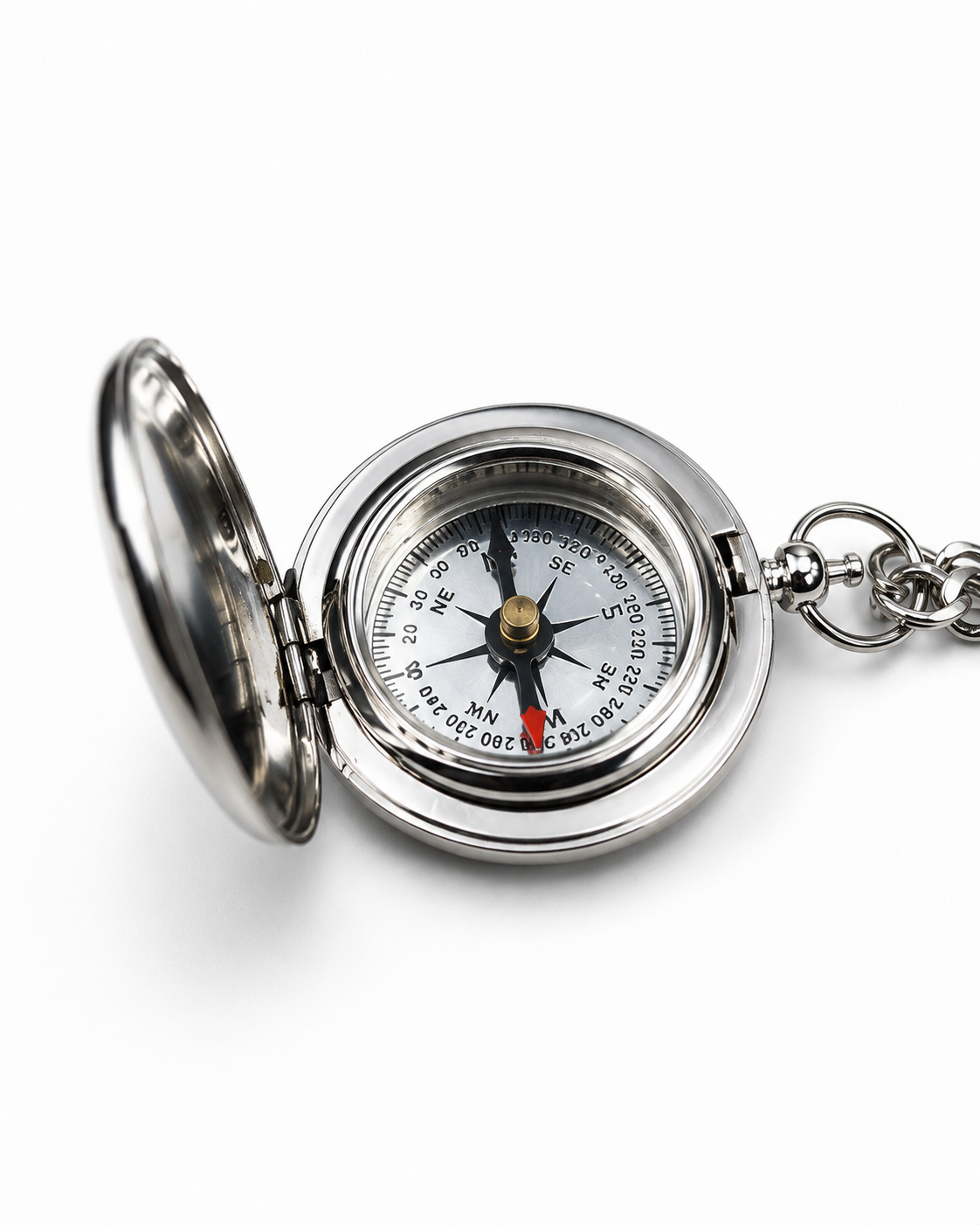 Silver Pocket Compass Necklace | Working Compass Pendant Gift