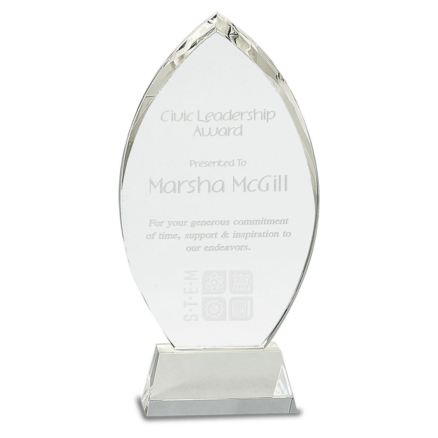 Personalized Crystal Oval Award on Clear Base | Custom Engraved Executive Recognition Trophy
