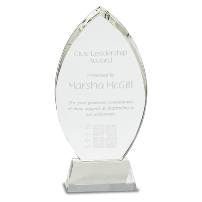 Personalized Crystal Oval Award on Clear Base | Custom Engraved Executive Recognition Trophy