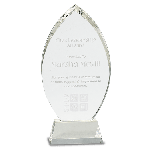 Personalized Crystal Oval Award on Clear Base | Custom Engraved Executive Recognition Trophy