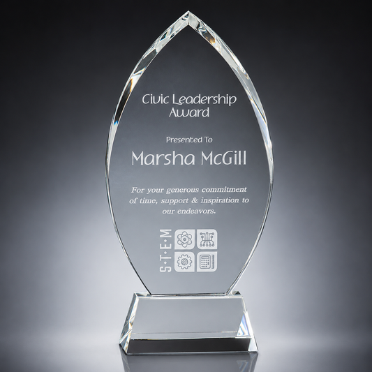 Personalized Crystal Oval Award on Clear Base | Custom Engraved Executive Recognition Trophy