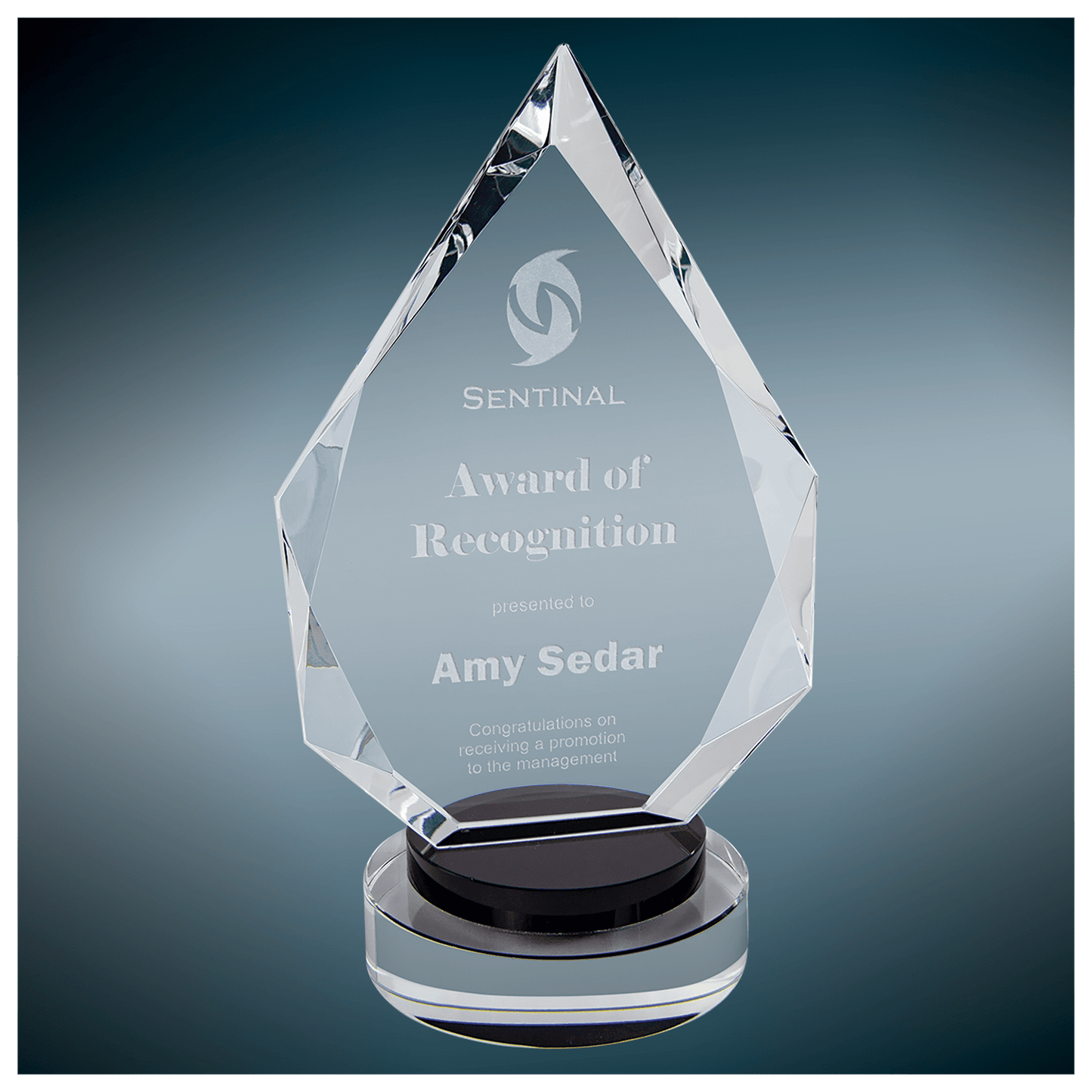 Personalized Premier Crystal Award with Black Pedestal Base