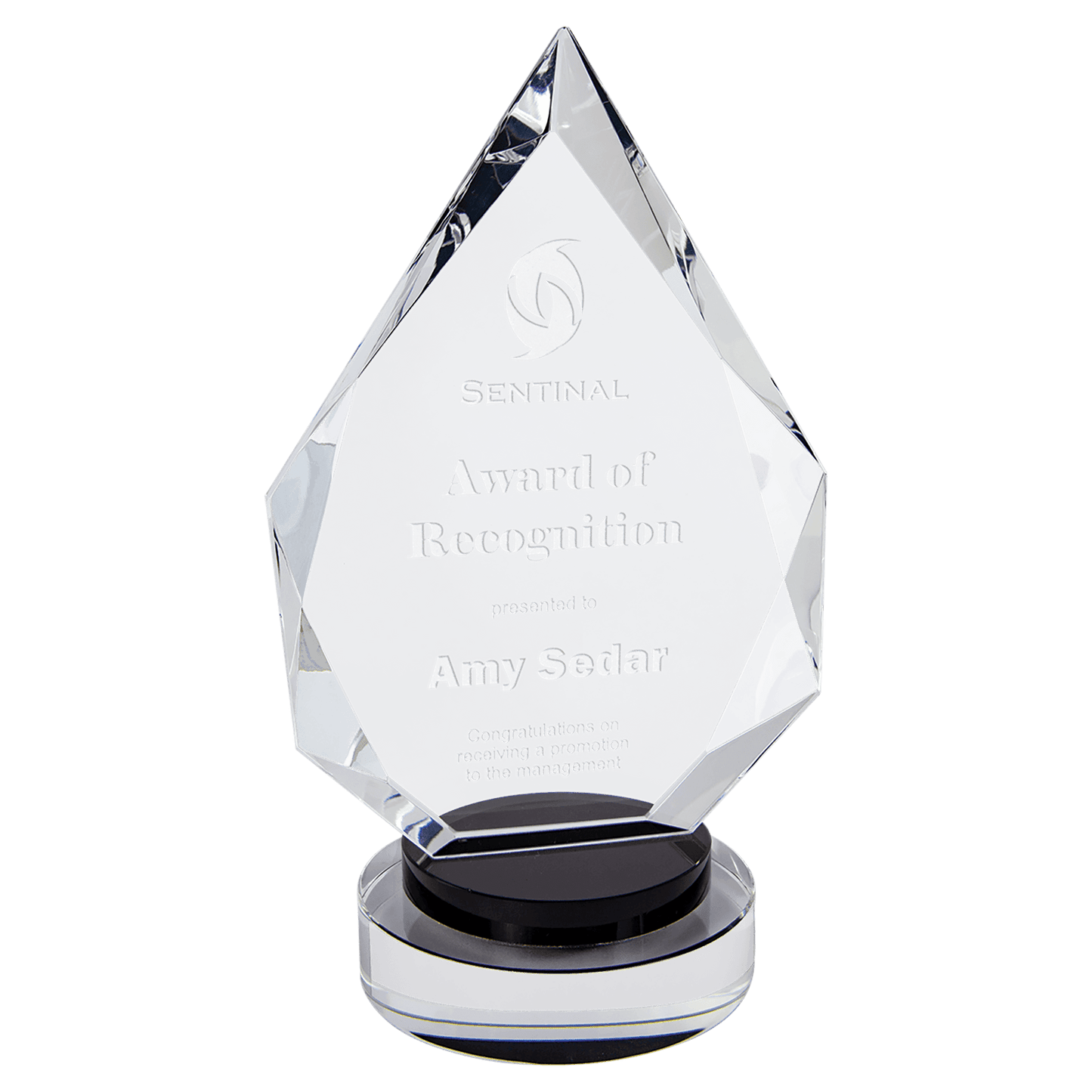 Personalized Premier Crystal Award with Black Pedestal Base