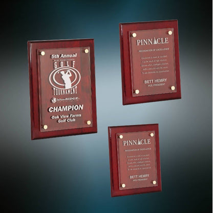 Personalized Floating Glass Plaque Award | Rosewood Piano Finish Recognition Plaque | Custom Engraved Corporate Award | Employee Appreciation Gift