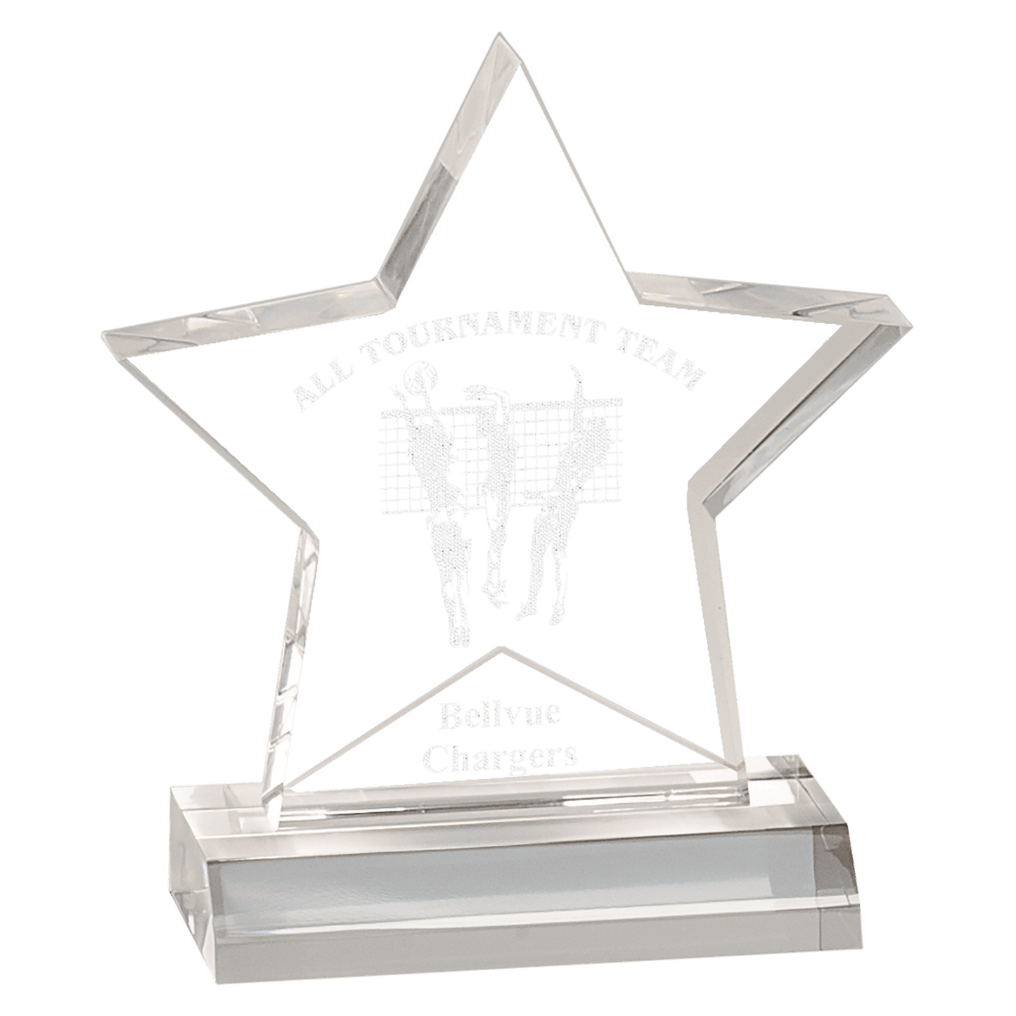 Personalized Clear Star Acrylic Award with Base – Custom Engraved Recognition Trophy