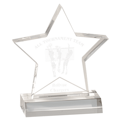 Personalized Clear Star Acrylic Award with Base – Custom Engraved Recognition Trophy