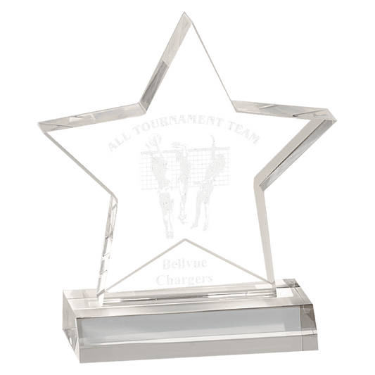 Personalized Clear Star Acrylic Award with Base – Custom Engraved Recognition Trophy