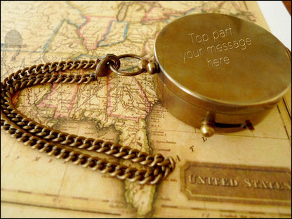 Personalized Engraved Brass Compass, Special Occasion Gift