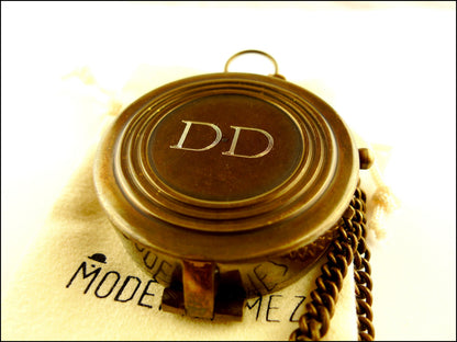 Engraved Brass Compass with Leather Case: Baptism Gift