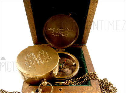 Engraved Brass Compass, Personalized Baptism Gift, Handmade