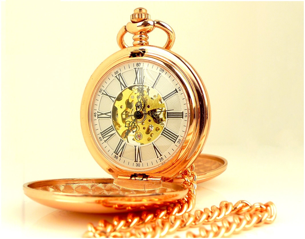 Rose Gold Mechanical Pocket Watch: Engraved Groomsman Gift