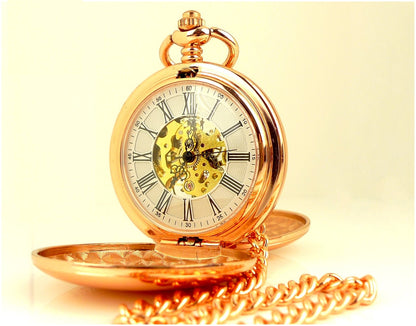 Rose Gold Mechanical Pocket Watch: Engraved Groomsman Gift
