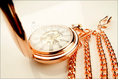 Rose Gold Mechanical Pocket Watch: Engraved Groomsman Gift
