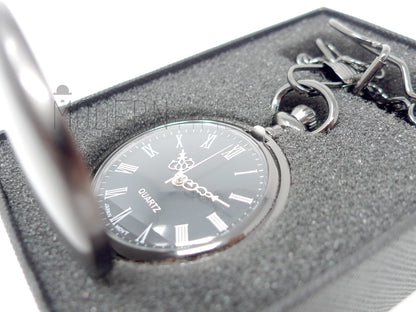 Engraved Gunmetal Pocket Watch, Personalized Gift for Him