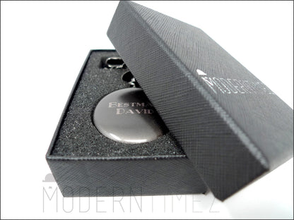 Engraved Gunmetal Pocket Watch, Personalized Gift for Him