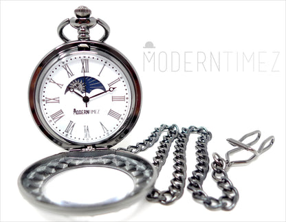 Moon Phase Pocket Watch: Personalized Alloy Metal Engraved Gift