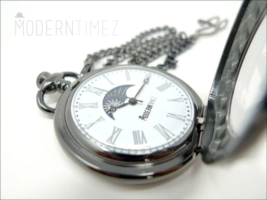 Moon Phase Pocket Watch: Personalized Alloy Metal Engraved Gift