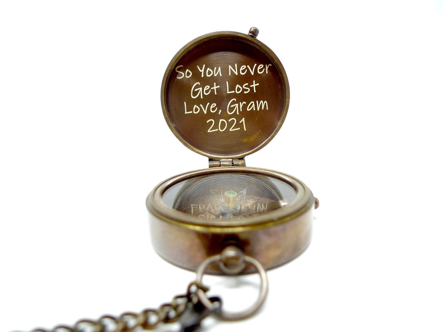 Engraved Brass Compass: Handcrafted Baptism Gift