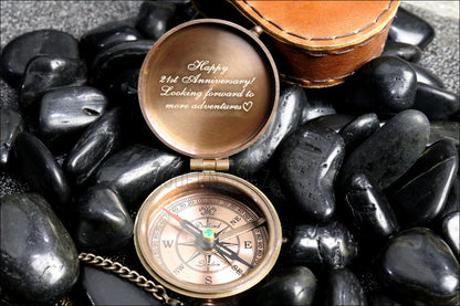 Handcrafted Brass Compass, Personalized Engraved Gift
