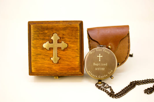 Engraved Brass Compass, Baptism Gift, Personalized Anniversary Gift