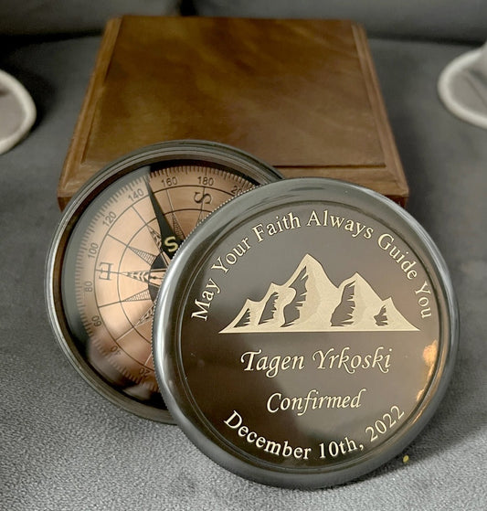 Engraved Brass Compass, Handcrafted Anniversary Gift