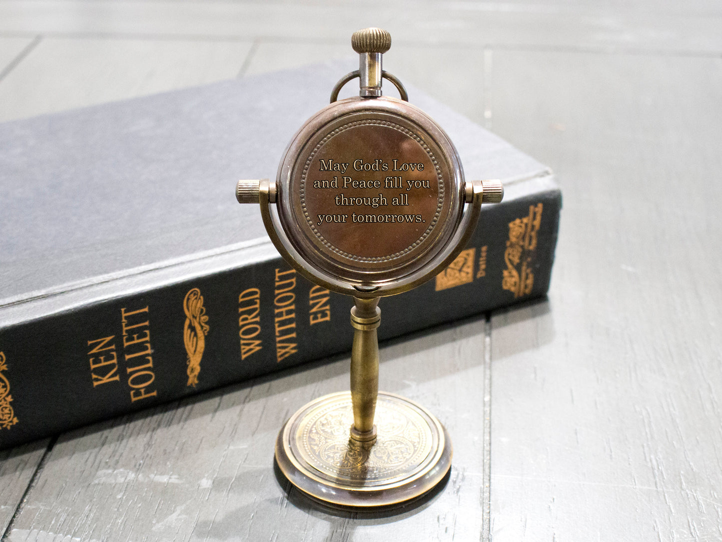 Handmade Solid Brass Table Clock, Antique Style, Personalized Gift