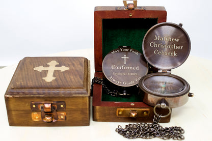 Engraved Brass Compass, Personalized Baptism Gift, Handmade