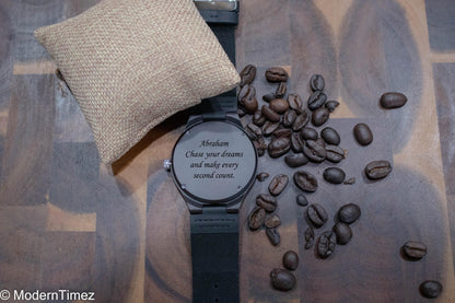 Engraved Wood Watch & Walnut Gift Box – Personalized Mens Watch