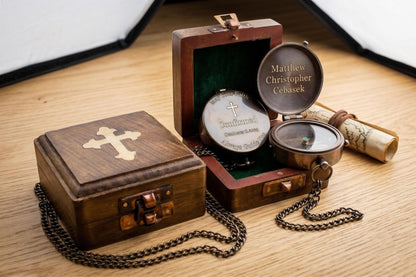 Engraved Brass Compass: Personalized Sacraments Gift