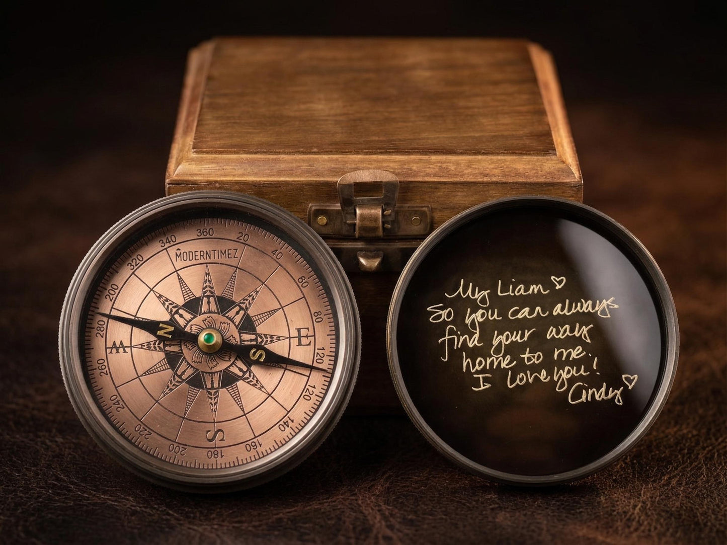 Personalized Compass Gift for Men, Engraved Brass Compass, Handmade Vintage Compass for Wedding, Graduation, Father’s Day