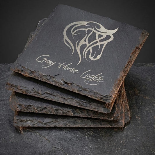 natural stone Square Slate Coaster hand chiseled edges