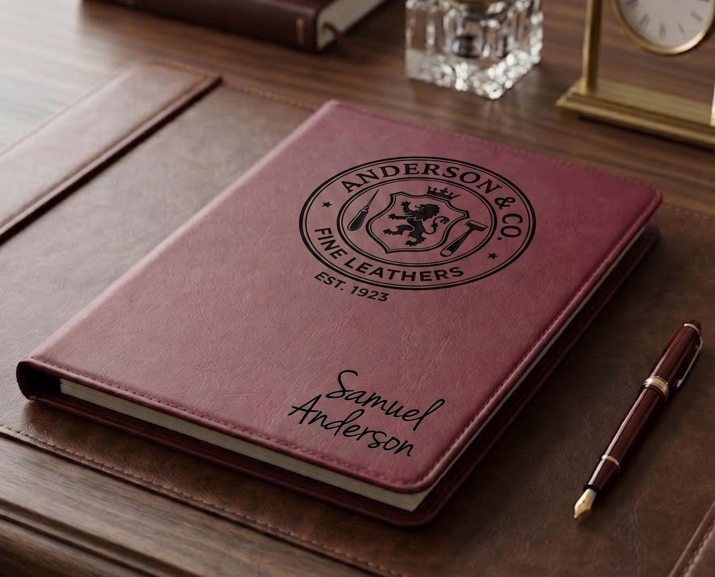 Personalized Burgundy Leatherette Padfolio, Laser Engraved Executive Portfolio, Graduation Gift