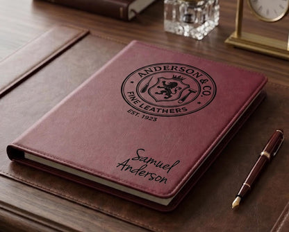 Personalized Burgundy Leatherette Padfolio, Laser Engraved Executive Portfolio, Graduation Gift