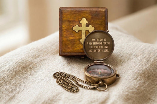 Engraved Brass Compass, Baptism Gift, Personalized Anniversary Gift