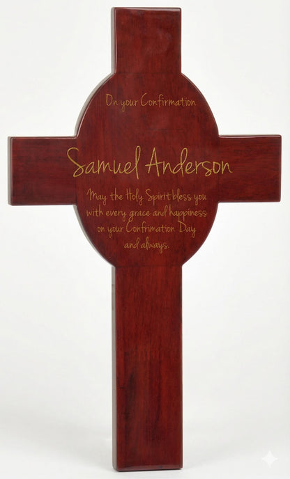 Custom Engraved Rosewood Piano Finish Cross Keepsake - 8" x 13 5/8"