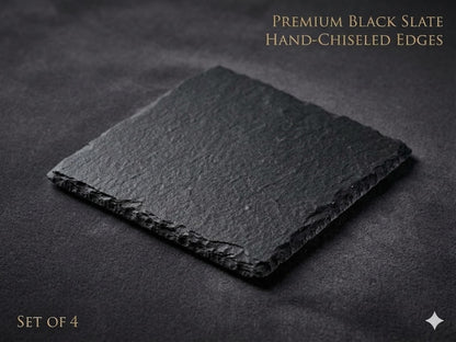 natural stone Square Slate Coaster hand chiseled edges
