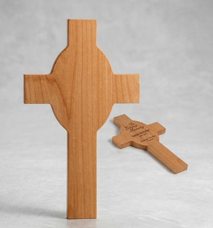 Custom Engraved alder wood Cross Keepsake - 8" x 13 5/8"