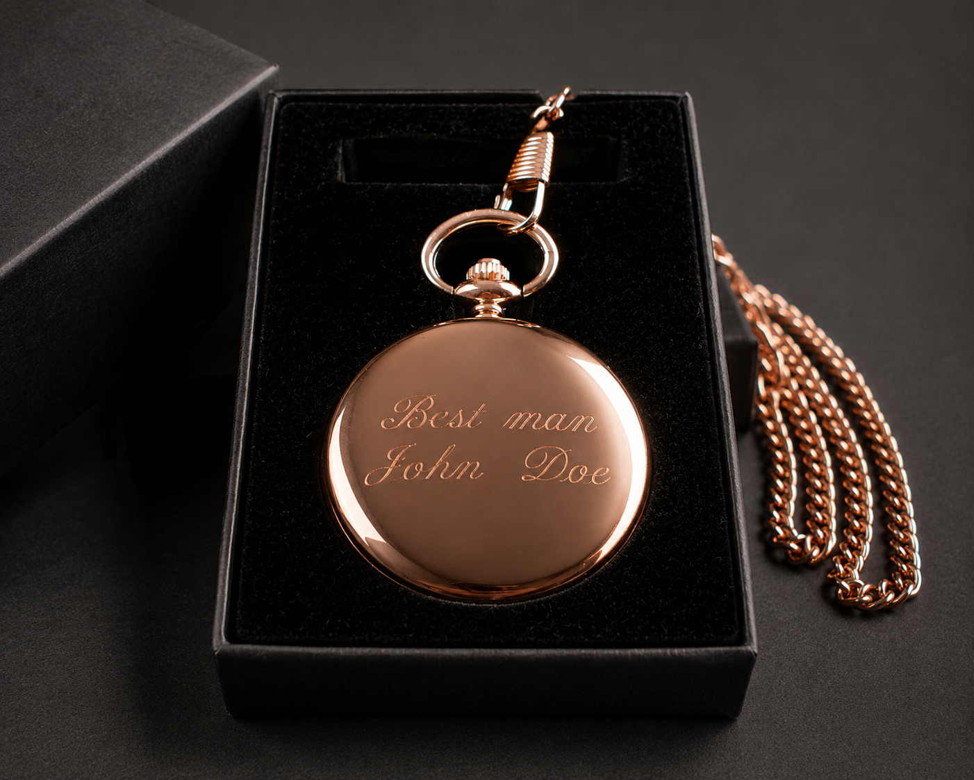 Rose Gold Mechanical Pocket Watch: Engraved Groomsman Gift
