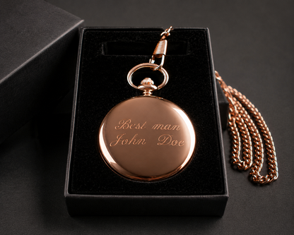 Rose Gold Mechanical Pocket Watch: Engraved Groomsman Gift
