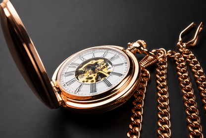 Rose Gold Mechanical Pocket Watch: Engraved Groomsman Gift