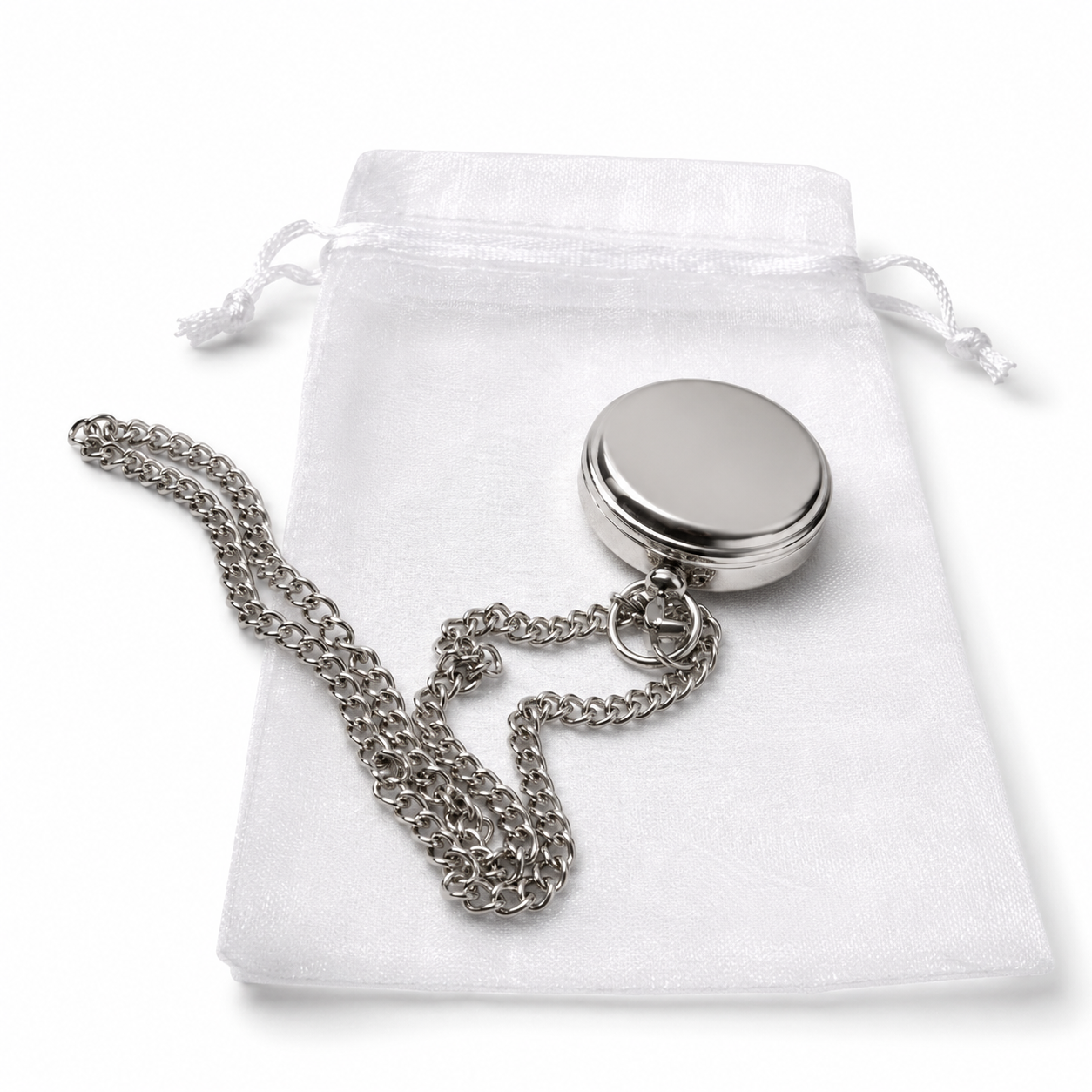 Silver Pocket Compass Necklace | Working Compass Pendant Gift