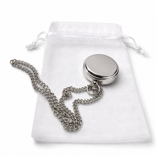 Silver Pocket Compass Necklace | Working Compass Pendant Gift