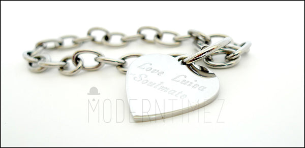 Stainless Steel Personalized Engraved Heart Bracelet - ModernTimez Gift