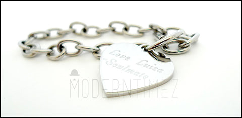 Stainless Steel Personalized Engraved Heart Bracelet - ModernTimez Gift
